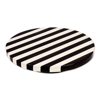 Alternate image for Striped Modern Black and White Marble Rotating Centerpiece Cosmopolitan Banquet