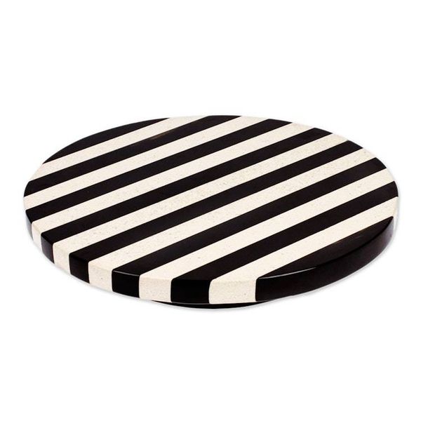 Alternate image for Striped Modern Black and White Marble Rotating Centerpiece Cosmopolitan Banquet