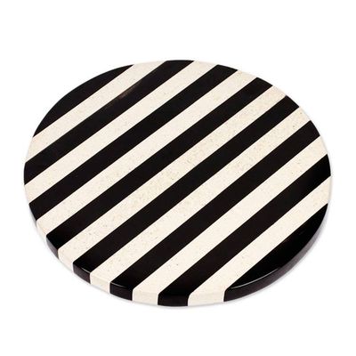 Alternate image for Striped Modern Black and White Marble Rotating Centerpiece Cosmopolitan Banquet