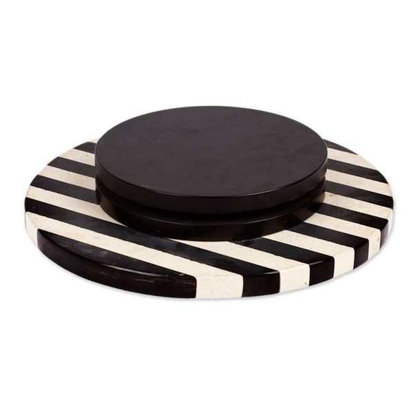 Alternate image for Striped Modern Black and White Marble Rotating Centerpiece Cosmopolitan Banquet