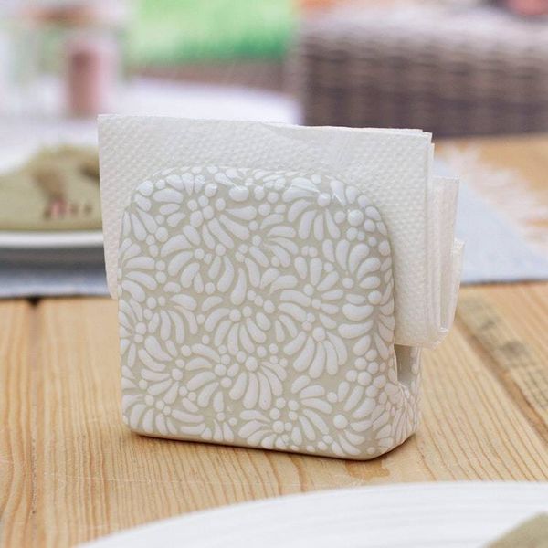 Alternate image for Handcrafted Floral Beige and Ivory Ceramic Napkin Holder Paradisiac Spring
