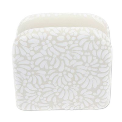 Alternate image for Handcrafted Floral Beige and Ivory Ceramic Napkin Holder Paradisiac Spring