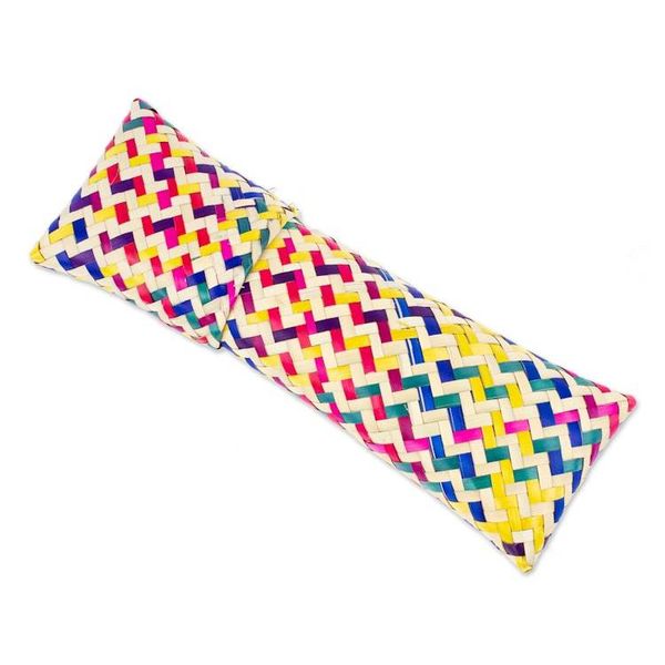 Alternate image for Multicolored Hand-Woven Palm Fiber Utensil Holder with Lid Color Burst