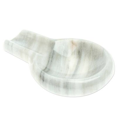 Alternate image for Pale Grey Marble Spoon Rest Crafted in Mexico Convenient Marble