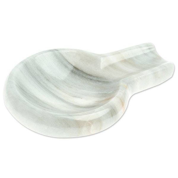 Alternate image for Pale Grey Marble Spoon Rest Crafted in Mexico Convenient Marble