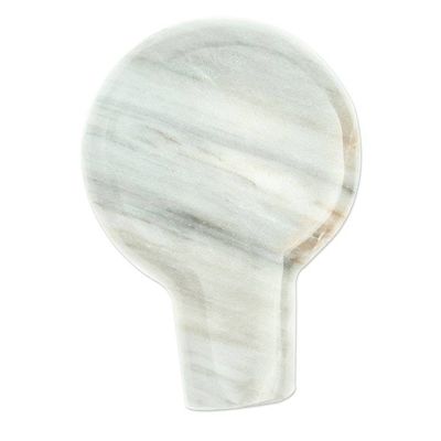 Alternate image for Pale Grey Marble Spoon Rest Crafted in Mexico Convenient Marble