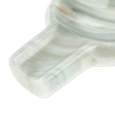 Alternate image for Pale Grey Marble Spoon Rest Crafted in Mexico Convenient Marble
