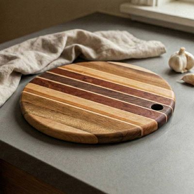 Alternate image for Hand-Carved Wood Cutting and Charcuterie Board with Stripes Flavorful Moments