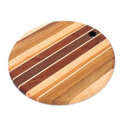 Alternate image for Hand-Carved Wood Cutting and Charcuterie Board with Stripes Flavorful Moments