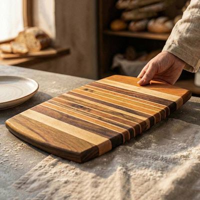 Alternate image for Striped Rectangular Wood Cutting and Charcuterie Board Tasteful Moments