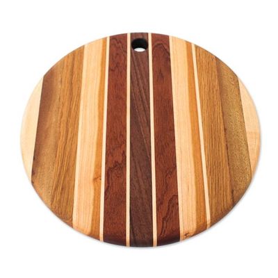 Alternate image for Hand-Carved Wood Cutting and Charcuterie Board with Stripes Flavorful Moments