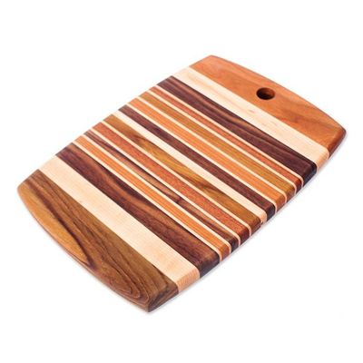 Alternate image for Striped Rectangular Wood Cutting and Charcuterie Board Tasteful Moments