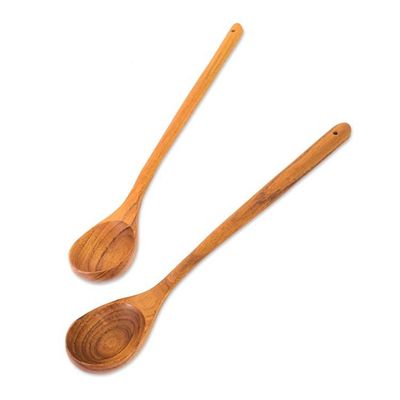 Alternate image for 2 Wood Serving and Cooking Spoons Handmade in Thailand Kitchen Delights