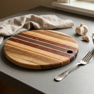 Alternate image for Hand-Carved Wood Cutting and Charcuterie Board with Stripes Flavorful Moments