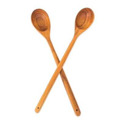 Alternate image for 2 Wood Serving and Cooking Spoons Handmade in Thailand Kitchen Delights