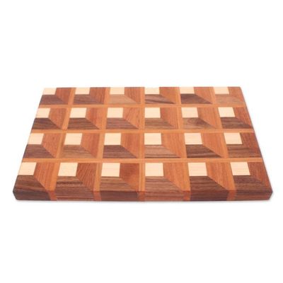 Alternate image for 3D Cube Geometric Reclaimed Wood Cutting Charcuterie Board Appetizing Moments