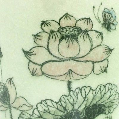 Alternate image for Thai Celadon Handleless Floral Teacup Pink Lotus Butterflies