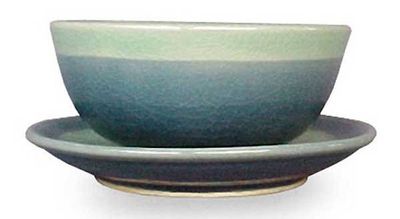 Alternate image for Celadon ceramic bowl and plate Marine