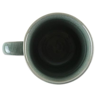 Alternate image for Hand Made Green Celadon Ceramic Painted Thai Wolf Mug Lupine Libation