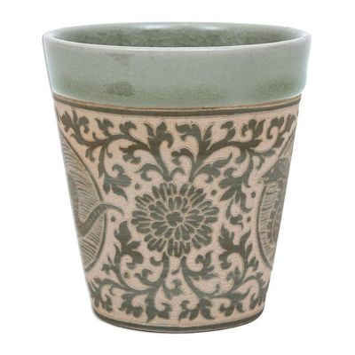Alternate image for Hand Crafted Ceramic Mug with Snake from Thailand Thai Zodiac Snake
