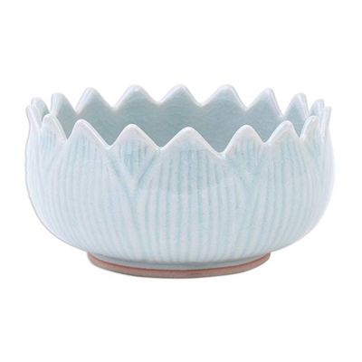 Alternate image for Hand Made Celadon Ceramic Lotus Leaf Bowl Peace Lotus