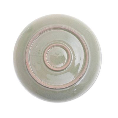 Alternate image for Green Celadon Ceramic Lotus Flower Dinner Plate Flavorful
