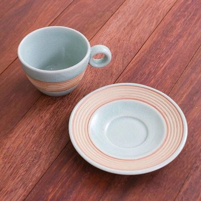 Alternate image for Aqua Celadon Cup and Saucer Set Aqua Oasis