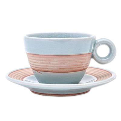 Alternate image for Aqua Celadon Cup and Saucer Set Aqua Oasis