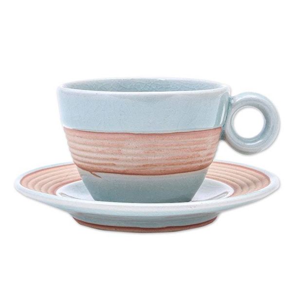 Alternate image for Aqua Celadon Cup and Saucer Set Aqua Oasis
