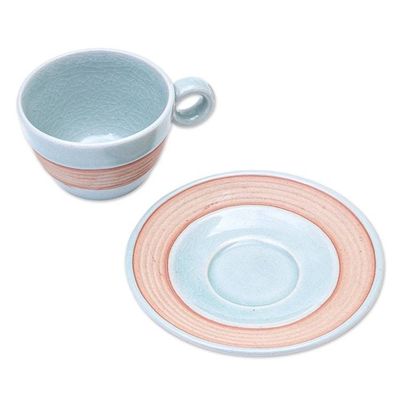 Alternate image for Aqua Celadon Cup and Saucer Set Aqua Oasis