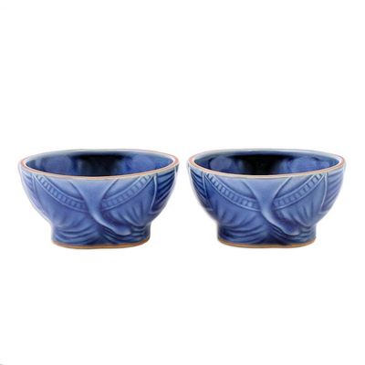 Alternate image for Blue Celadon Elephant Bowls Pair Elephant Companion in Blue