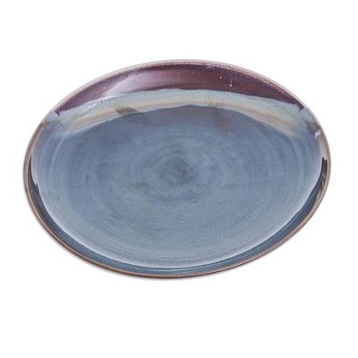 Alternate image for Handmade Blue and Red Ceramic Dinner Plate Happy Harvest