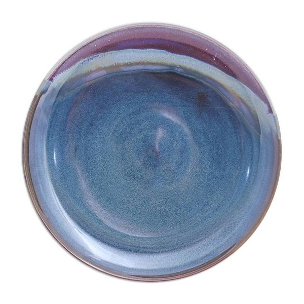 Alternate image for Handmade Blue and Red Ceramic Dinner Plate Happy Harvest