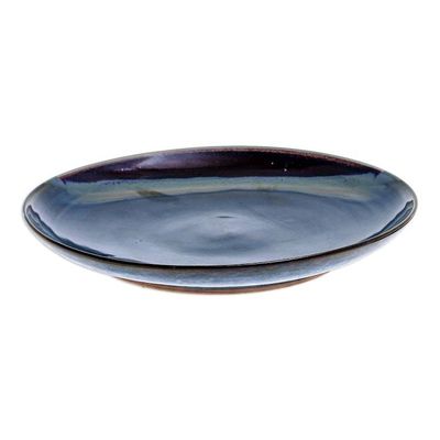Alternate image for Handmade Blue and Red Ceramic Dinner Plate Happy Harvest