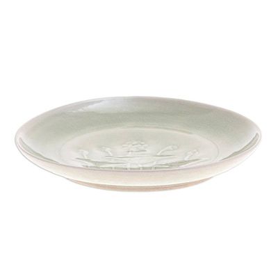 Alternate image for Hand Crafted Celadon Ceramic Lotus Flower Salad Plate Flavorful