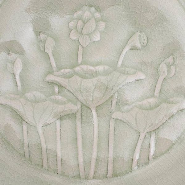 Alternate image for Hand Crafted Celadon Ceramic Lotus Flower Salad Plate Flavorful