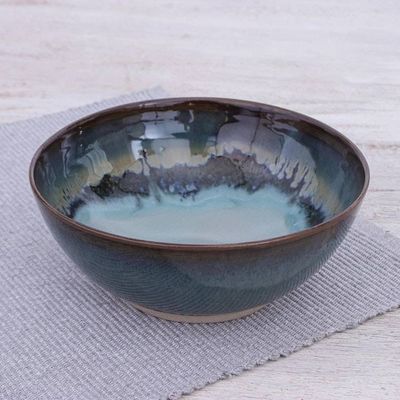 Alternate image for Handmade Blue Ceramic Soup Bowl Blue Crush