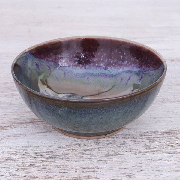 Alternate image for Thai Blue and Red Ceramic Cereal Bowl Happy Harvest