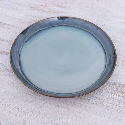 Alternate image for Handcrafted Blue Ceramic Dinner Plate Blue Crush