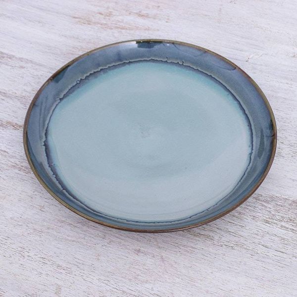 Alternate image for Handcrafted Blue Ceramic Dinner Plate Blue Crush