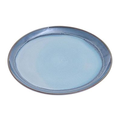 Alternate image for Handcrafted Blue Ceramic Dinner Plate Blue Crush