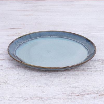 Alternate image for Handcrafted Blue Ceramic Dinner Plate Blue Crush