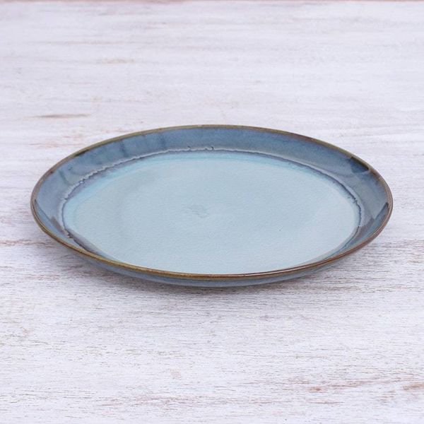 Alternate image for Handcrafted Blue Ceramic Dinner Plate Blue Crush