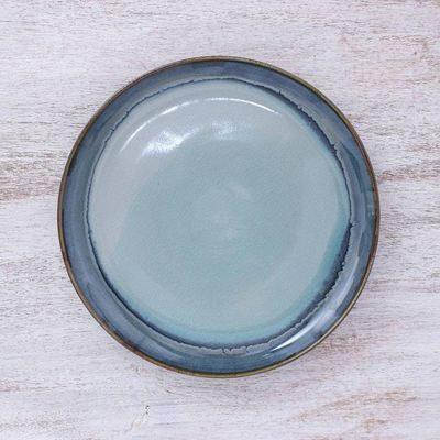 Alternate image for Handcrafted Blue Ceramic Dinner Plate Blue Crush