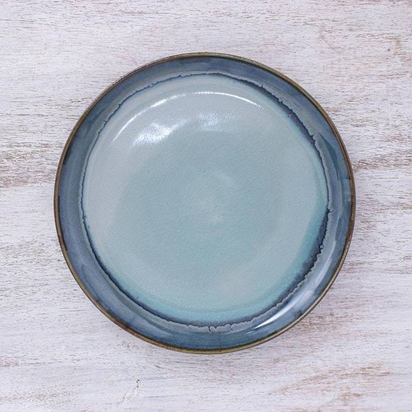 Alternate image for Handcrafted Blue Ceramic Dinner Plate Blue Crush