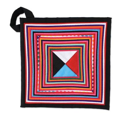 Alternate image for Pair of Handmade Cotton Blend Trivets from Thailand Lahu Cooking in Black