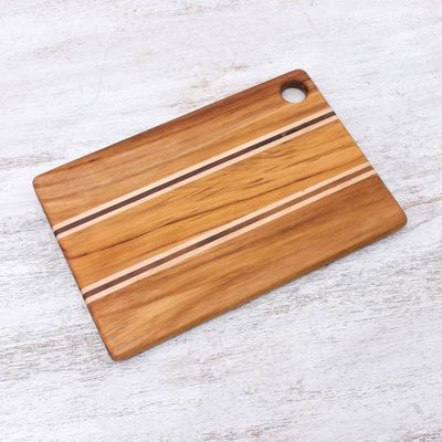 Alternate image for Striped Teak Wood Cutting Board Crafted in Thailand Stylish Chef