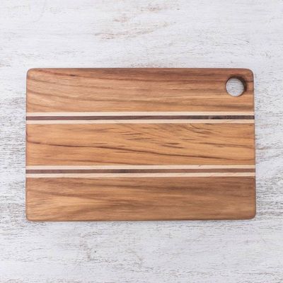 Alternate image for Striped Teak Wood Cutting Board Crafted in Thailand Stylish Chef