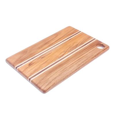 Alternate image for Striped Teak Wood Cutting Board Crafted in Thailand Stylish Chef