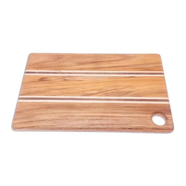 Alternate image for Striped Teak Wood Cutting Board Crafted in Thailand Stylish Chef